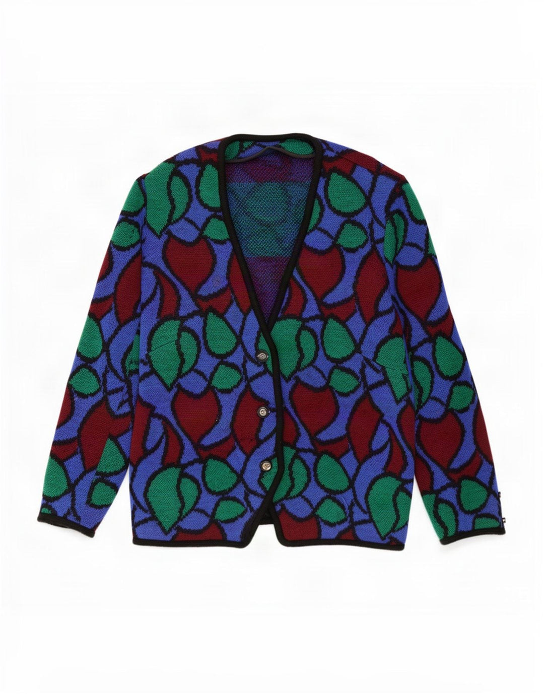 Pulover cardigan vintage pentru femei cu model abstract, UK 18 XL, multicolor