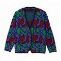 Pulover cardigan vintage pentru femei cu model abstract, UK 18 XL, multicolor