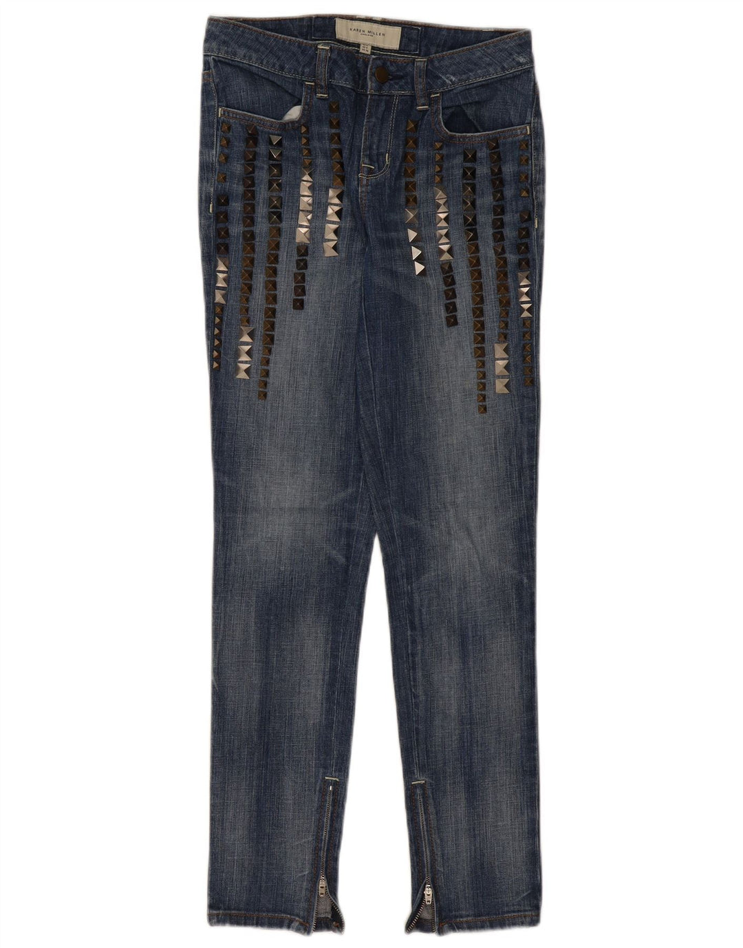 KAREN MILLEN Blugi subțiri învechiți pentru femei UK 8 Small W28 L29 Blue