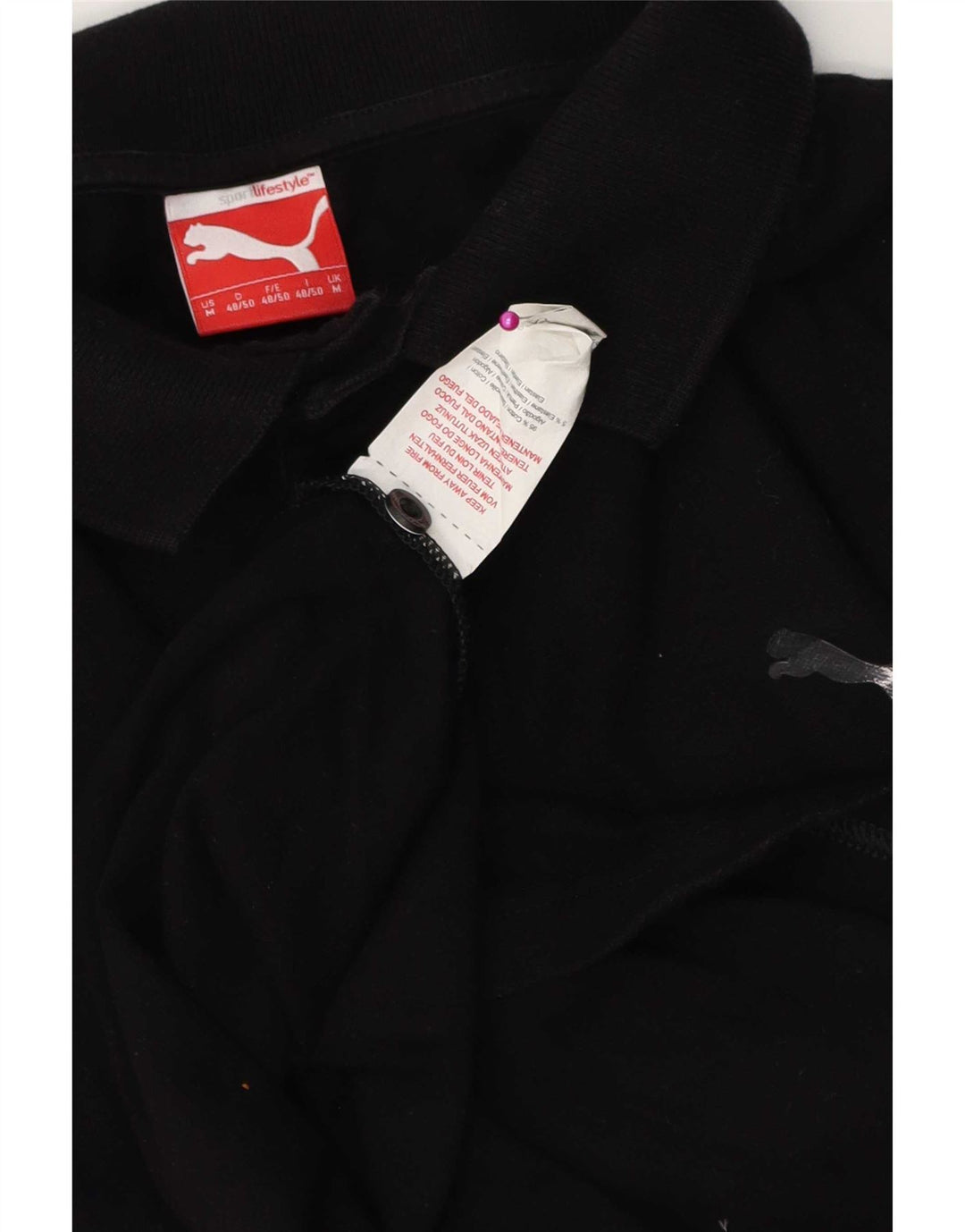 Tricou polo Puma pentru bărbați, bumbac mediu negru