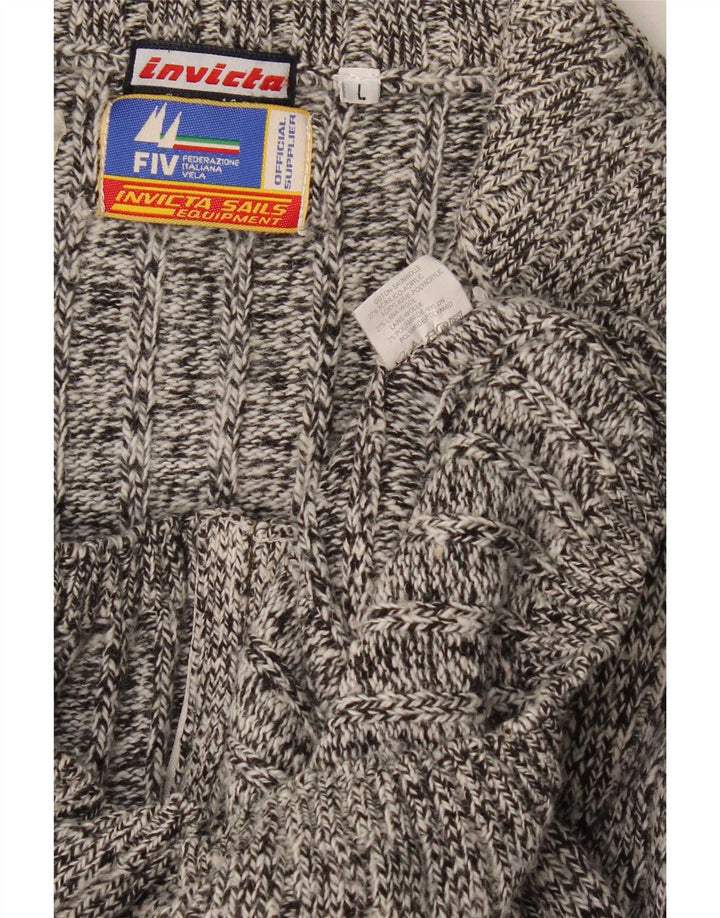 Pulover cardigan pentru bărbați Invicta, mare, gri bumbac cu pete
