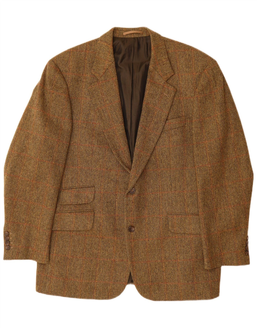 Jachetă pentru bărbați HUGO BOSS cu 2 nasturi EU 56 3XL Lână nouă cu carouri maro