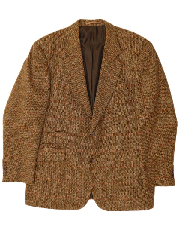 Jachetă pentru bărbați HUGO BOSS cu 2 nasturi EU 56 3XL Lână nouă cu carouri maro