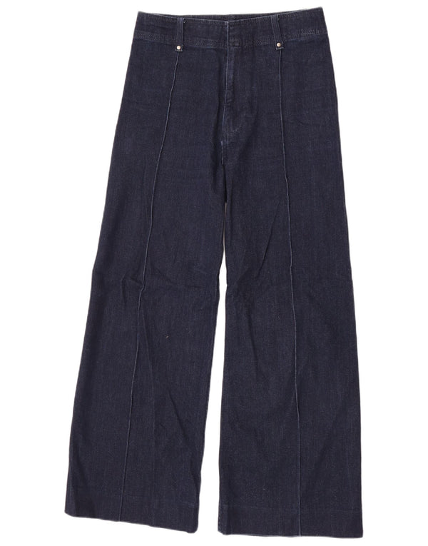 Blugi Zara femei cu talie înaltă cu picioare largi EU 38 Mici L28 L28 Bumbac bleumarin