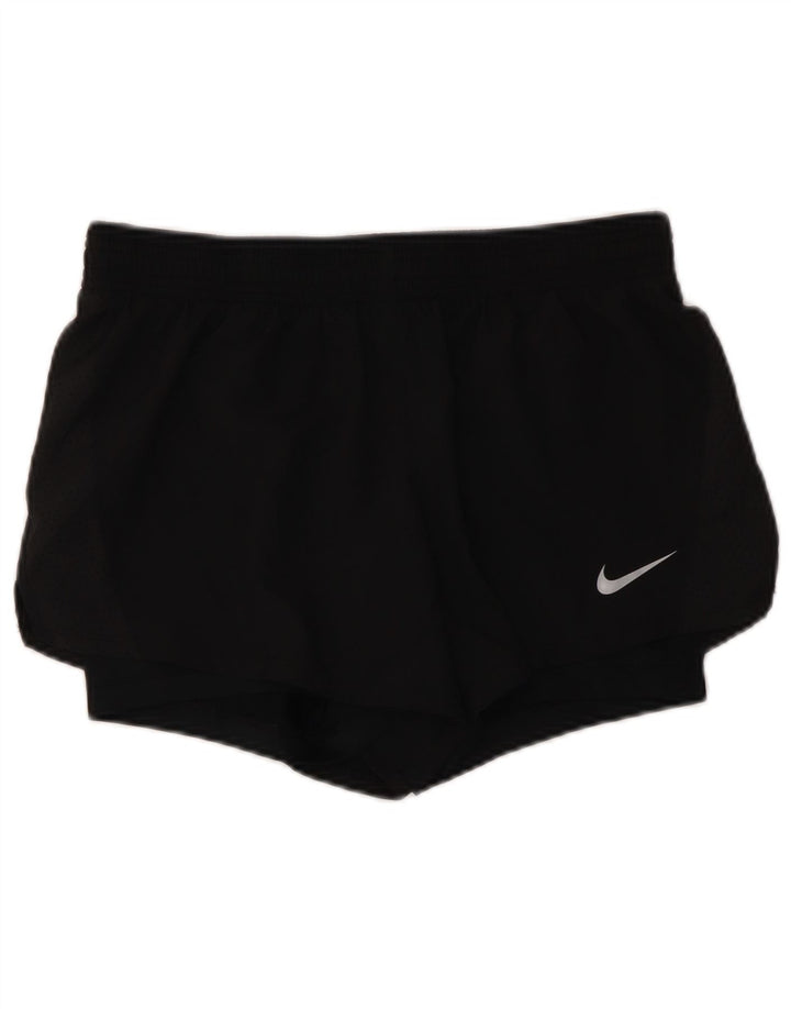 Pantaloni scurti sport NIKE Dri Fit pentru femei UK 14 Poliester mediu negru