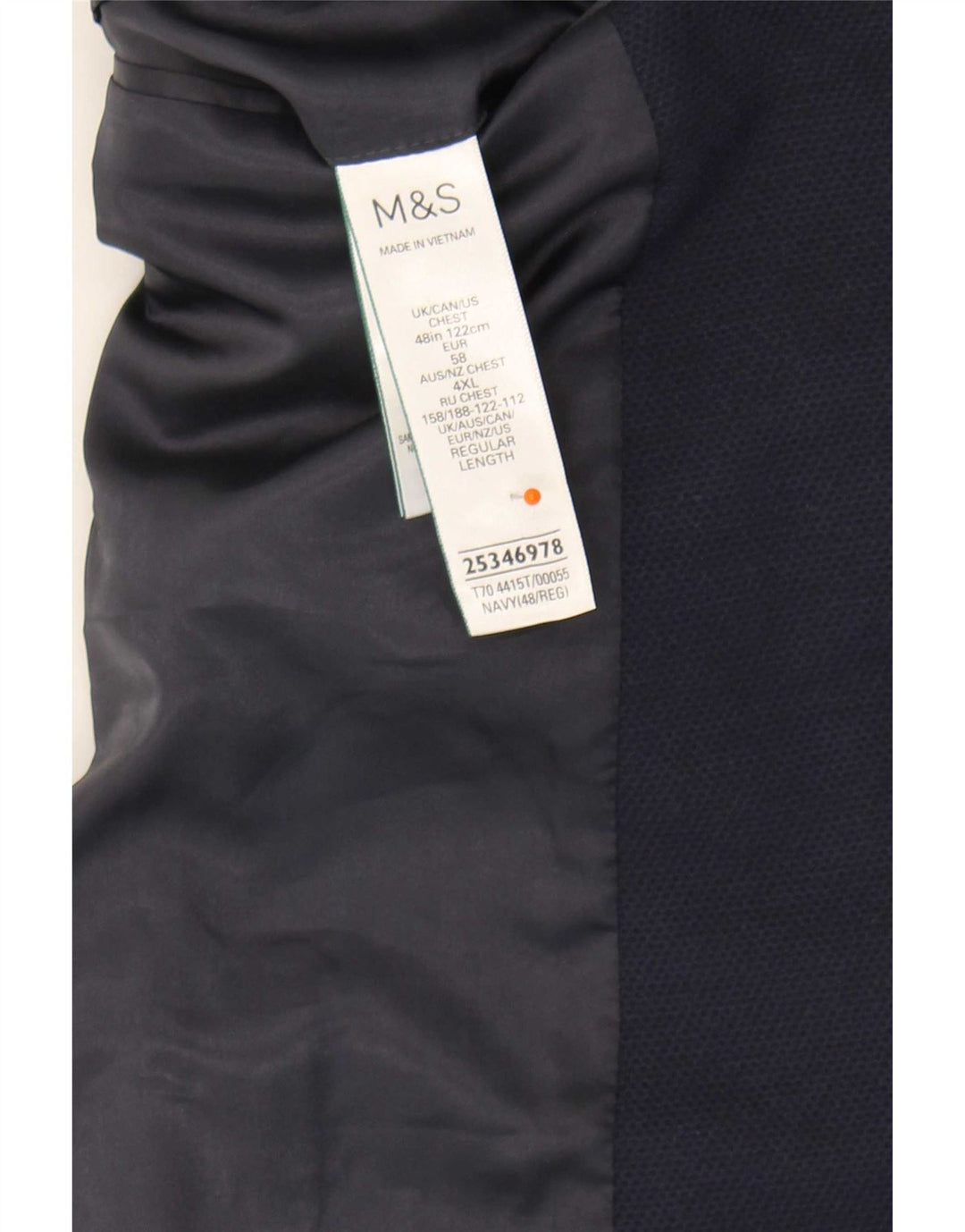 Marks & Spencer jachetă pentru bărbați cu 2 nasturi, UK 48 4XL, albastru bleumarin, poliamidă