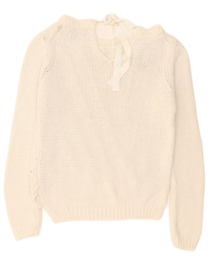 Pulover pentru femei Massimo Dutti cu gâtul cu barca UK 14 Medium White