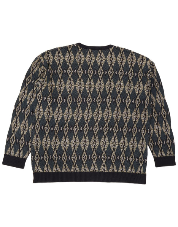 Pulover pentru bărbați Zara, cu decolteu, XL, multicolor Argyle/Diamant Acrilic