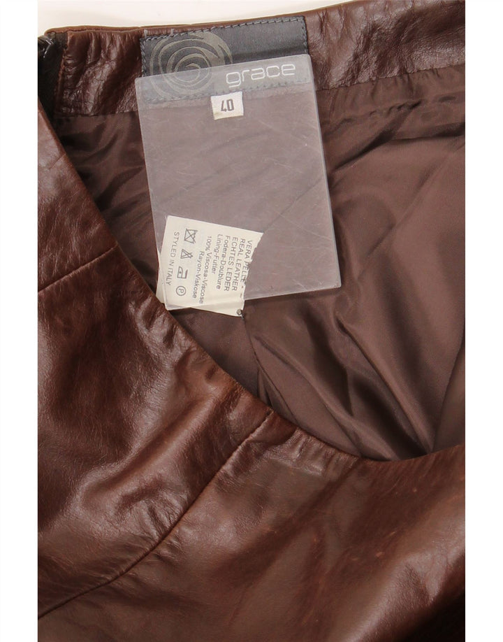 Fusta din piele vintage pentru femei IT 40 Small W28 piele maro