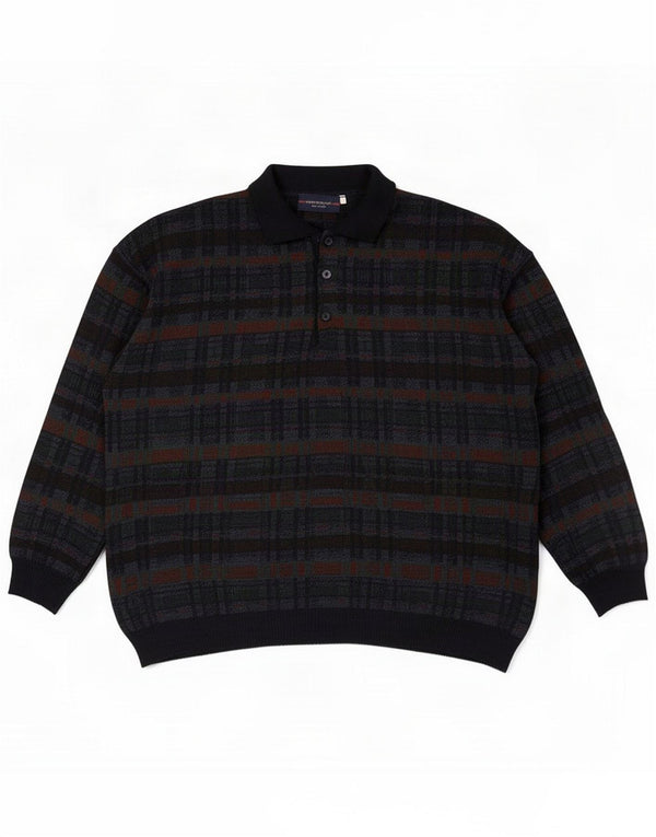 Montecatini Pulover cu gât polo pentru bărbați XL Negru Check