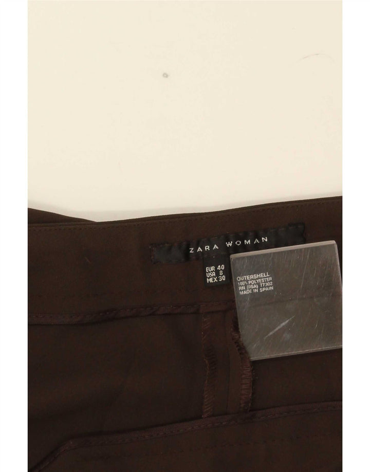Pantaloni casual drepti pentru femei Zara EU 40 Mediu L30 L28 Maro Poliester