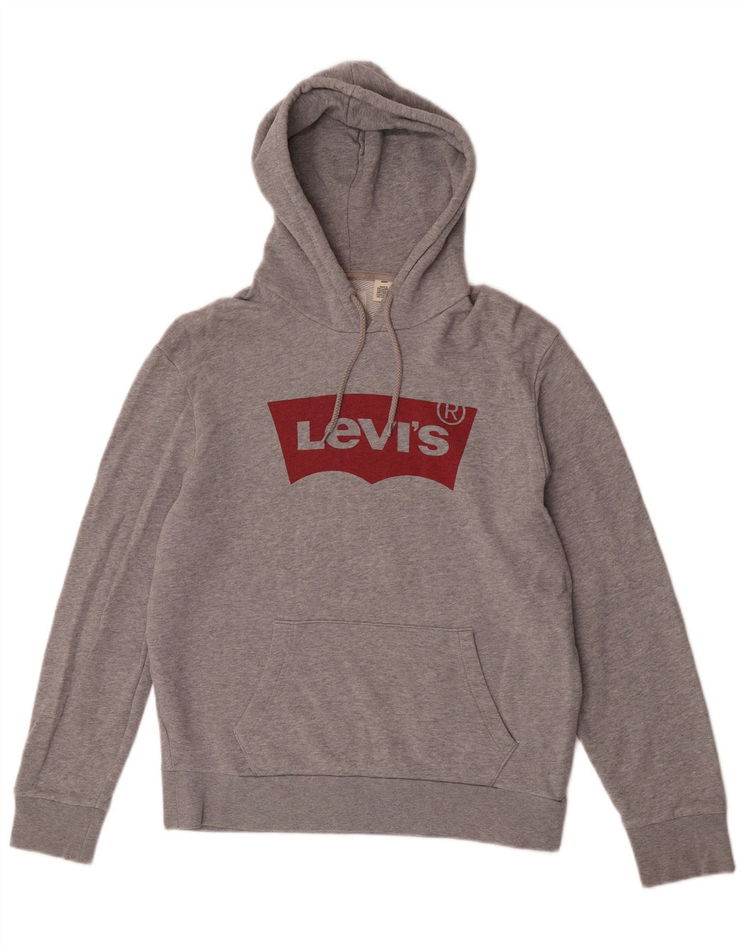 Pulover Levi's pentru bărbați cu capota cu grafică, din bumbac cu pete, gri mediu