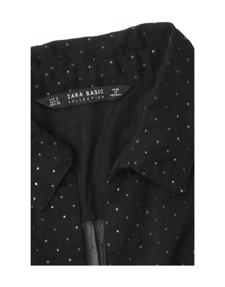 ZARA Womens Shirt Blouse UK 10 Small Black Polka Dot Vintage Zara and Second-Hand Zara from Messina Hembry 