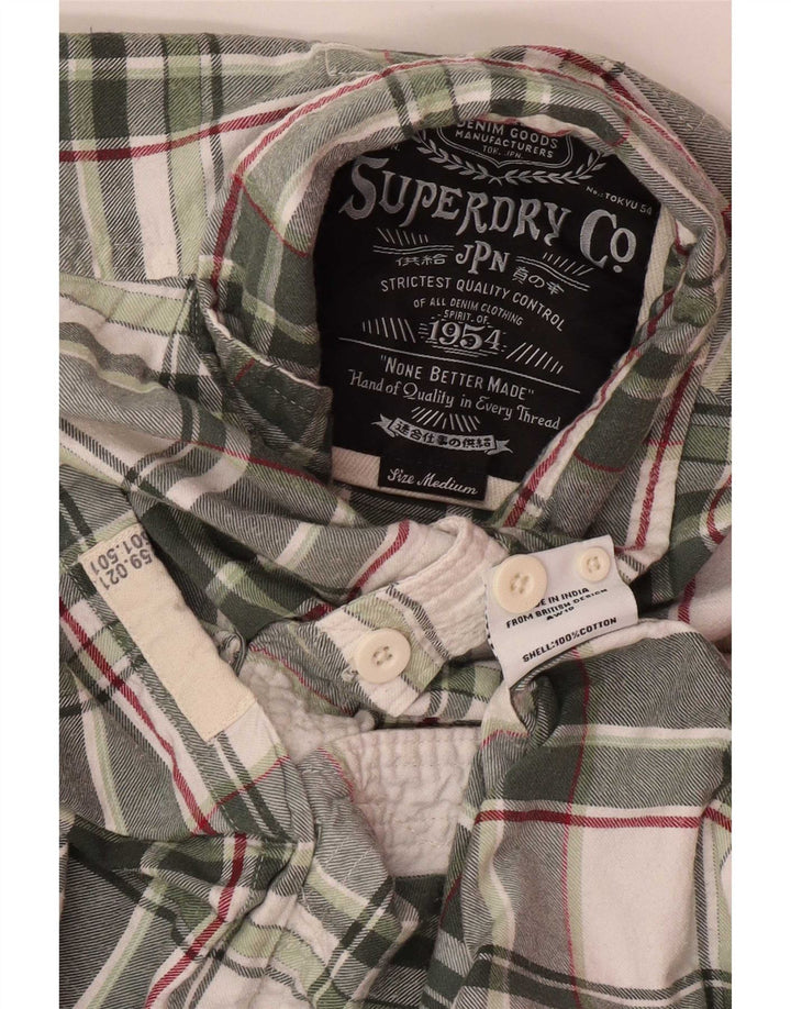 Cămașă de flanel pentru bărbați Superdry, bumbac carouri verde mediu