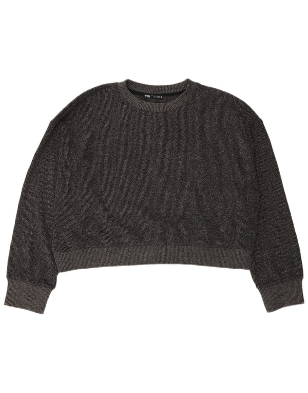 Pulover oversize cu decolteu rotund pentru femei Zara UK 16 mare gri