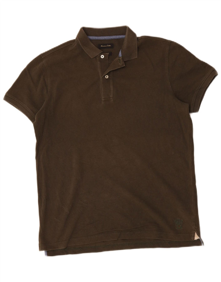 Cămașă polo Massimo Dutti pentru bărbați, bumbac mediu kaki