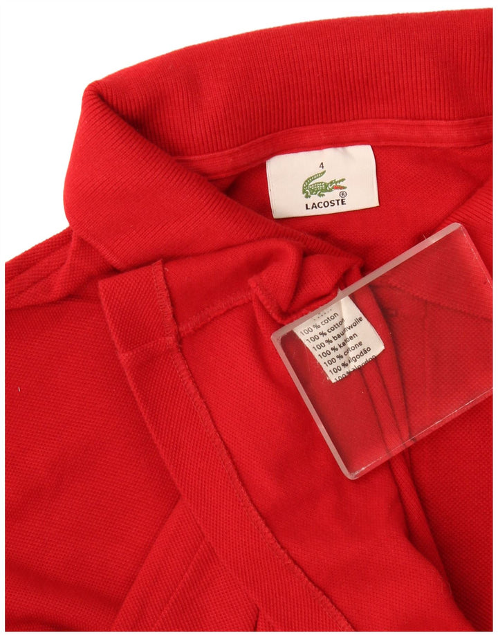 Tricou polo pentru bărbați Lacoste cu mânecă lungă, mărime 4, bumbac roșu mediu