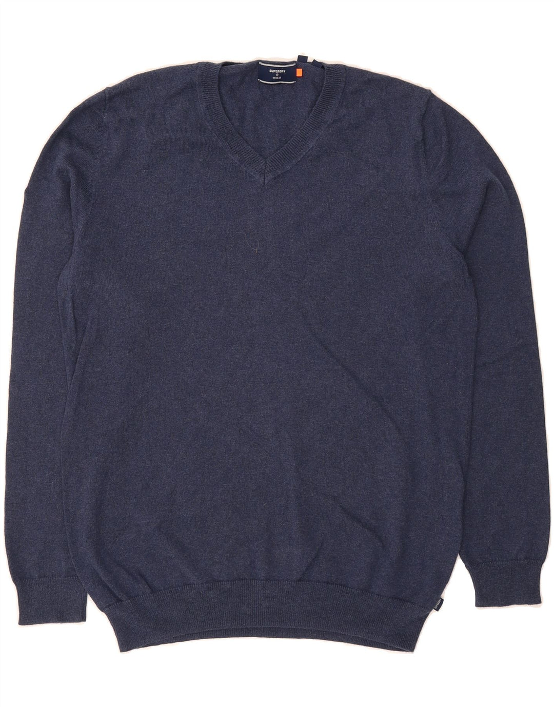 SUPERDRY Mens V-Neck Jumper Sweater Small Navy Blue Cotton Vintage Superdry and Second-Hand Superdry from Messina Hembry 