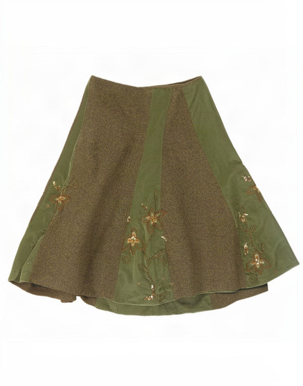 Fusta în formă de A pentru femei Monsoon UK 10 Small W30 Green Floral