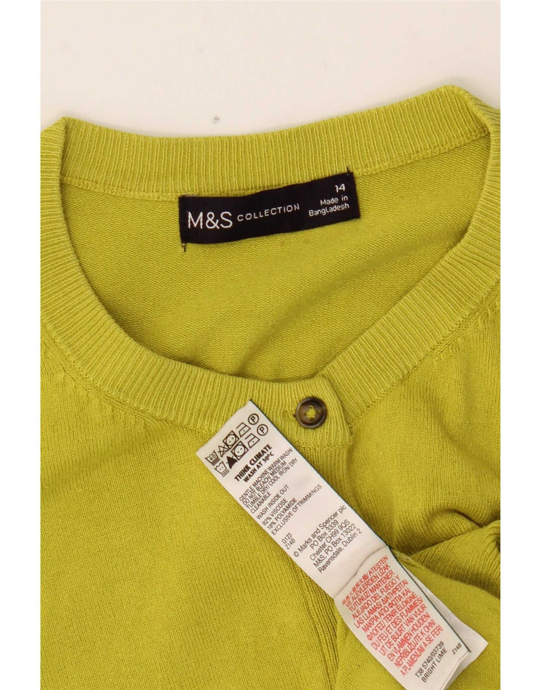 Pulover pentru femei Marks & Spencer Crop Cardigan UK 14 Medium Yellow Viscose
