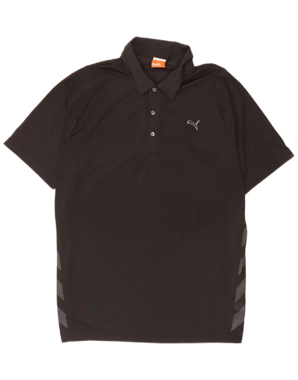 Tricou polo cu grafică Puma pentru bărbați, mare, negru, poliester color bloc
