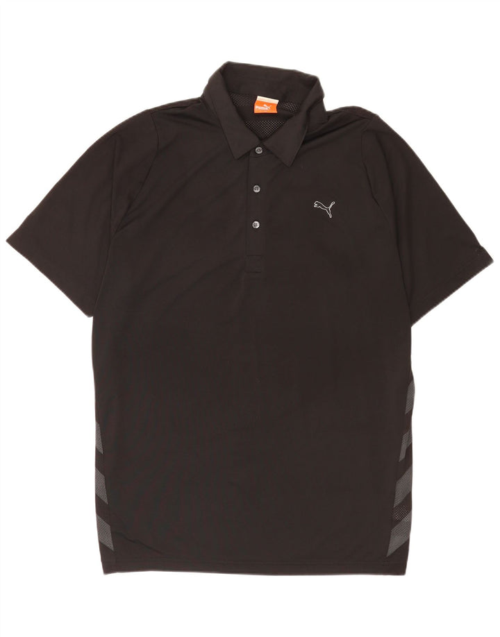 Tricou polo cu grafică Puma pentru bărbați, mare, negru, poliester color bloc