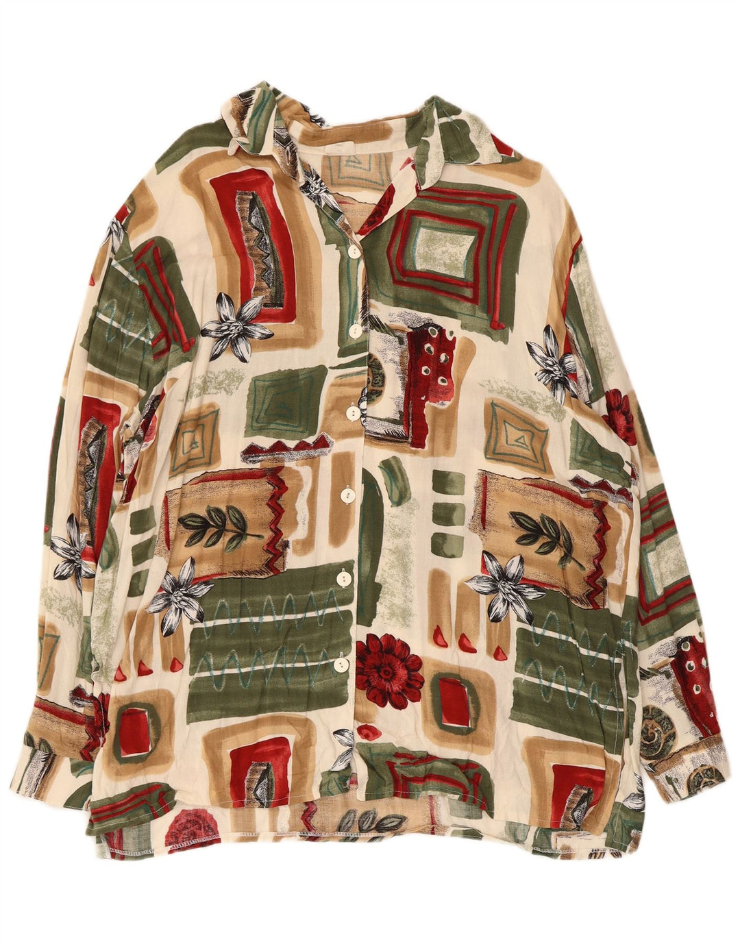 Bluză Cămașă Vintage Femei IT 48 XL Multicolor Patchwork Viscoză
