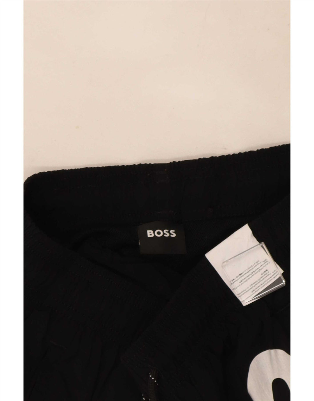 Pantaloni scurți de înot grafic pentru bărbați Hugo Boss, poliamidă neagră mică