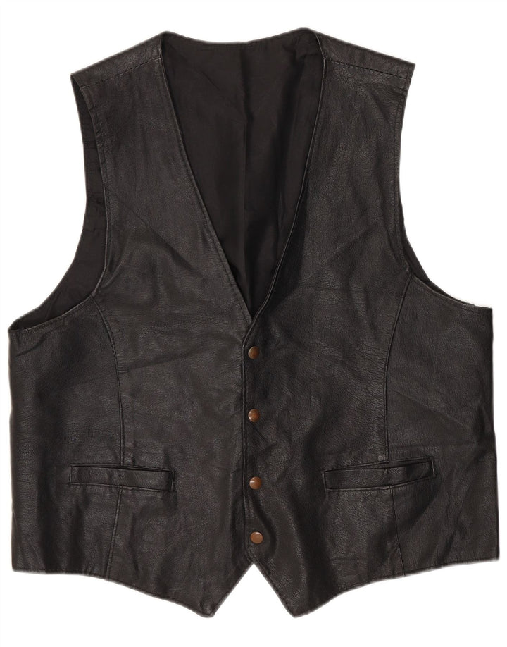 Vestă din piele vintage pentru bărbați XL neagră