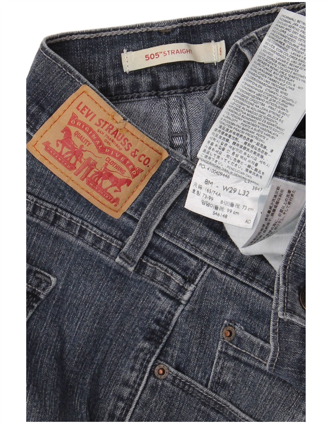 Blugi drepti 505 pentru femei LEVI'S US 8 Medium W29 L32 Bumbac bleumarin