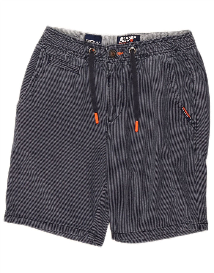 Pantaloni scurți chino pentru bărbați SUPERDRY W30, bumbac cu dungi, albastru marin mediu