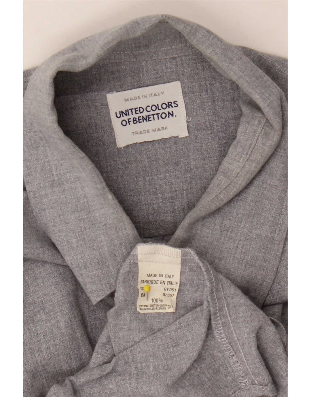 Cămașă Benetton pentru bărbați, mare, gri, bumbac
