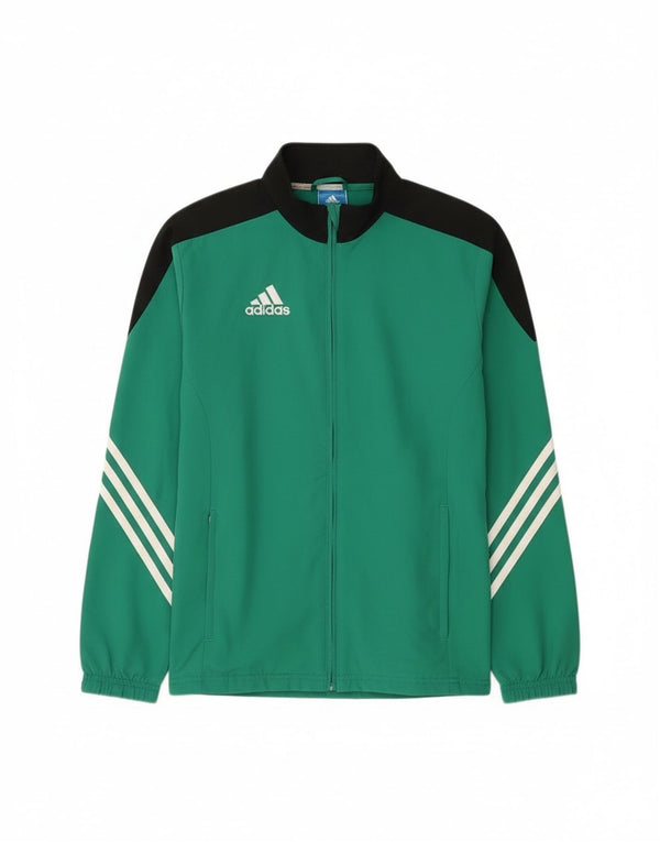 Jachetă pentru trening Adidas băieți 13-14 ani XL verde poliester color bloc