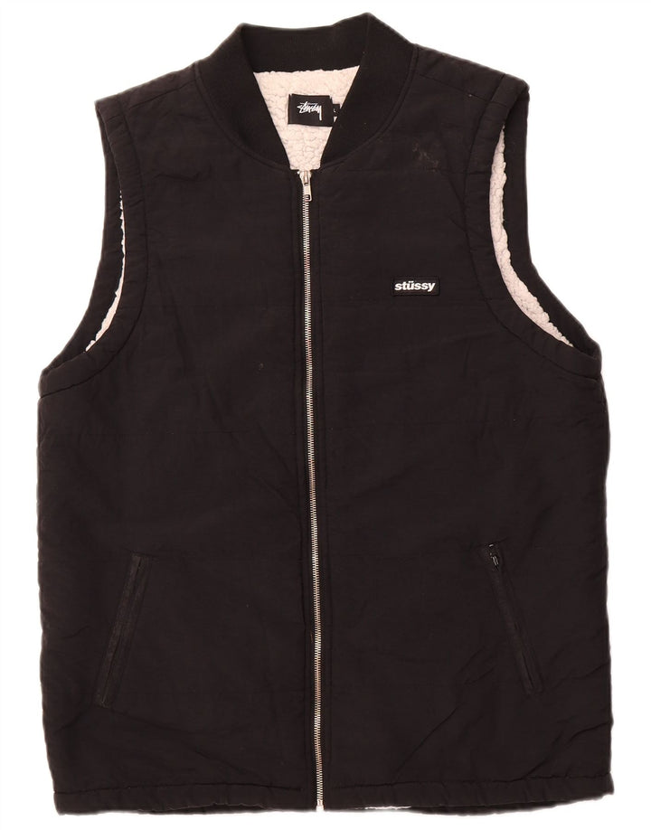 STUSSY Mens Sherpa Gilet UK 40 Large Black Polyester