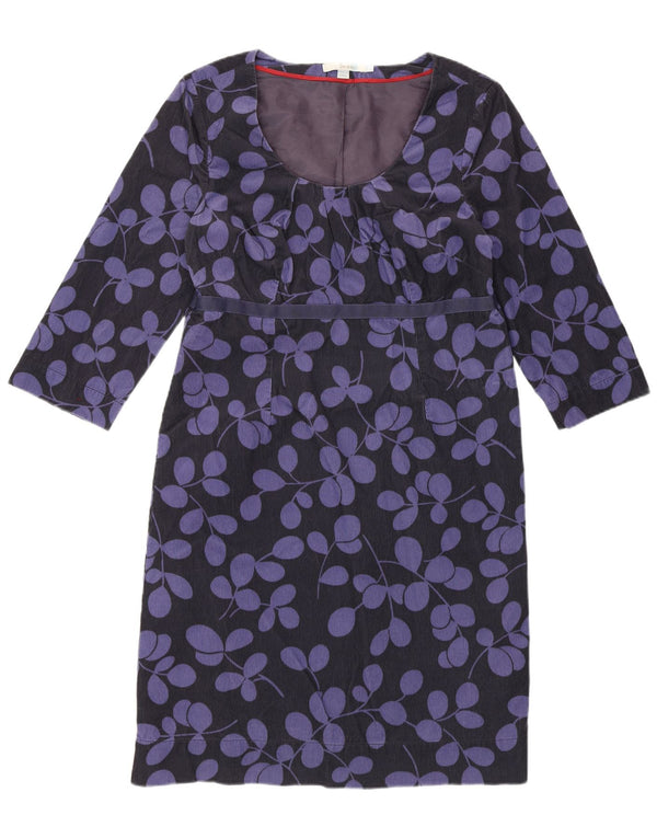 BODEN Rochie pentru femei, cu mâneci 3/4 din velur, rochie mare, mov, florală, UK 14