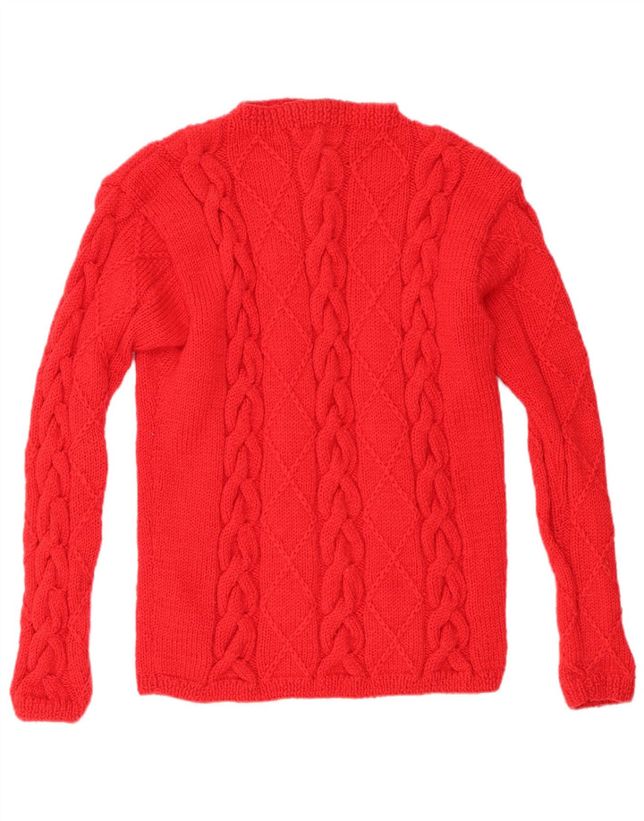 Pulover vintage cu gât țestoasă pentru femei UK 12 Medium Red
