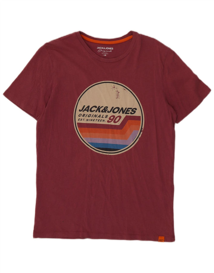 JACK & JONES Tricou cu grafică pentru bărbați Top Medium Burgundy Bumbac