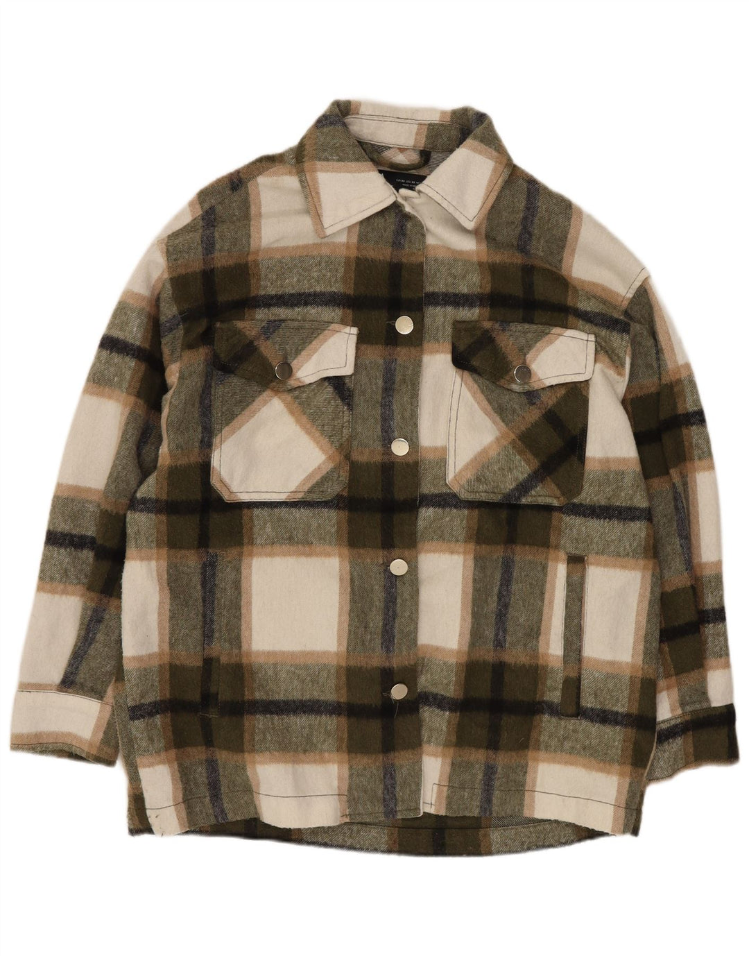 Jachetă oversized Shacket pentru femei Zara UK 6 XS Kaki Check