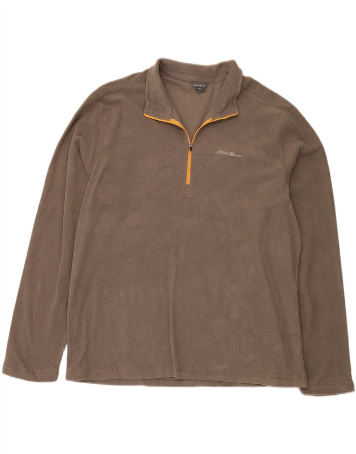 EDDIE BAUER Pulover din lână pentru bărbați, cu fermoar, XL, poliester gri