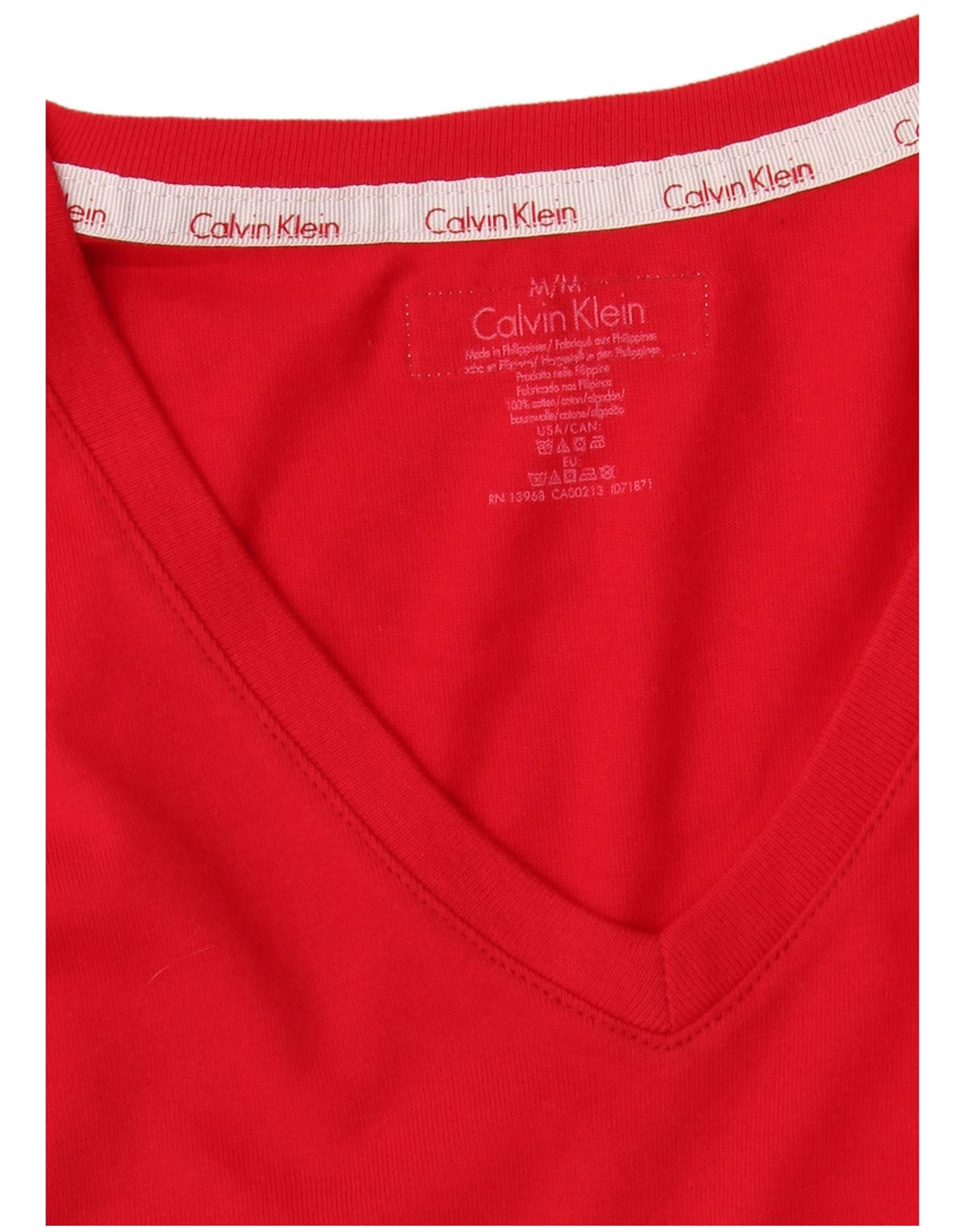 Top pentru femei Calvin Klein cu mânecă lungă UK 12, bumbac roșu mediu
