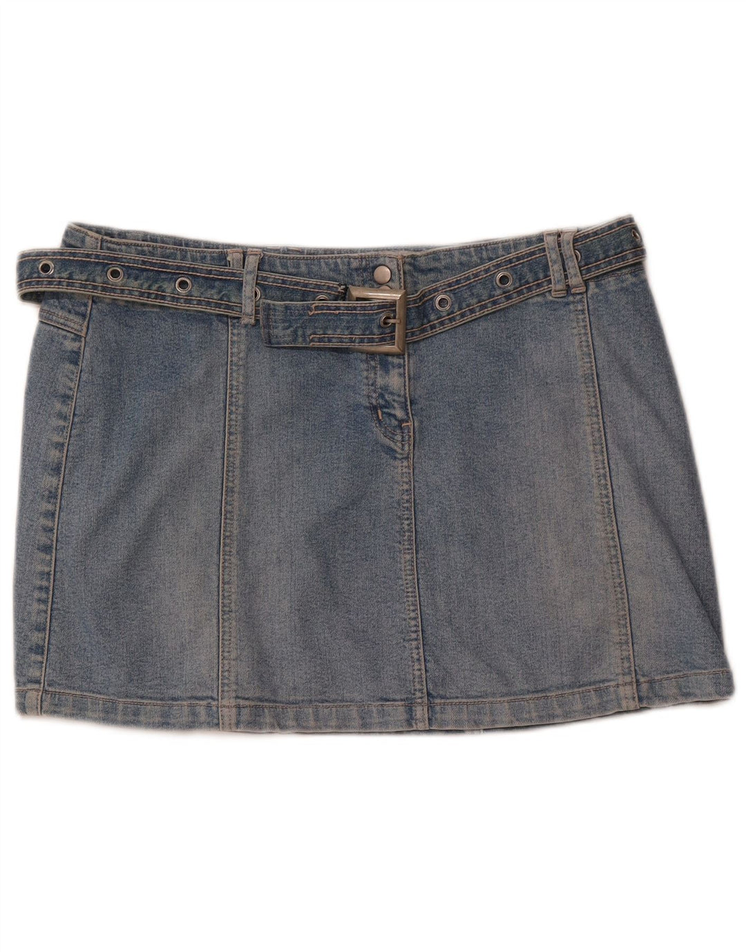 RIVER ISLAND Fusta de denim cu talie joasă pentru femei UK 14 mare W34 bumbac albastru