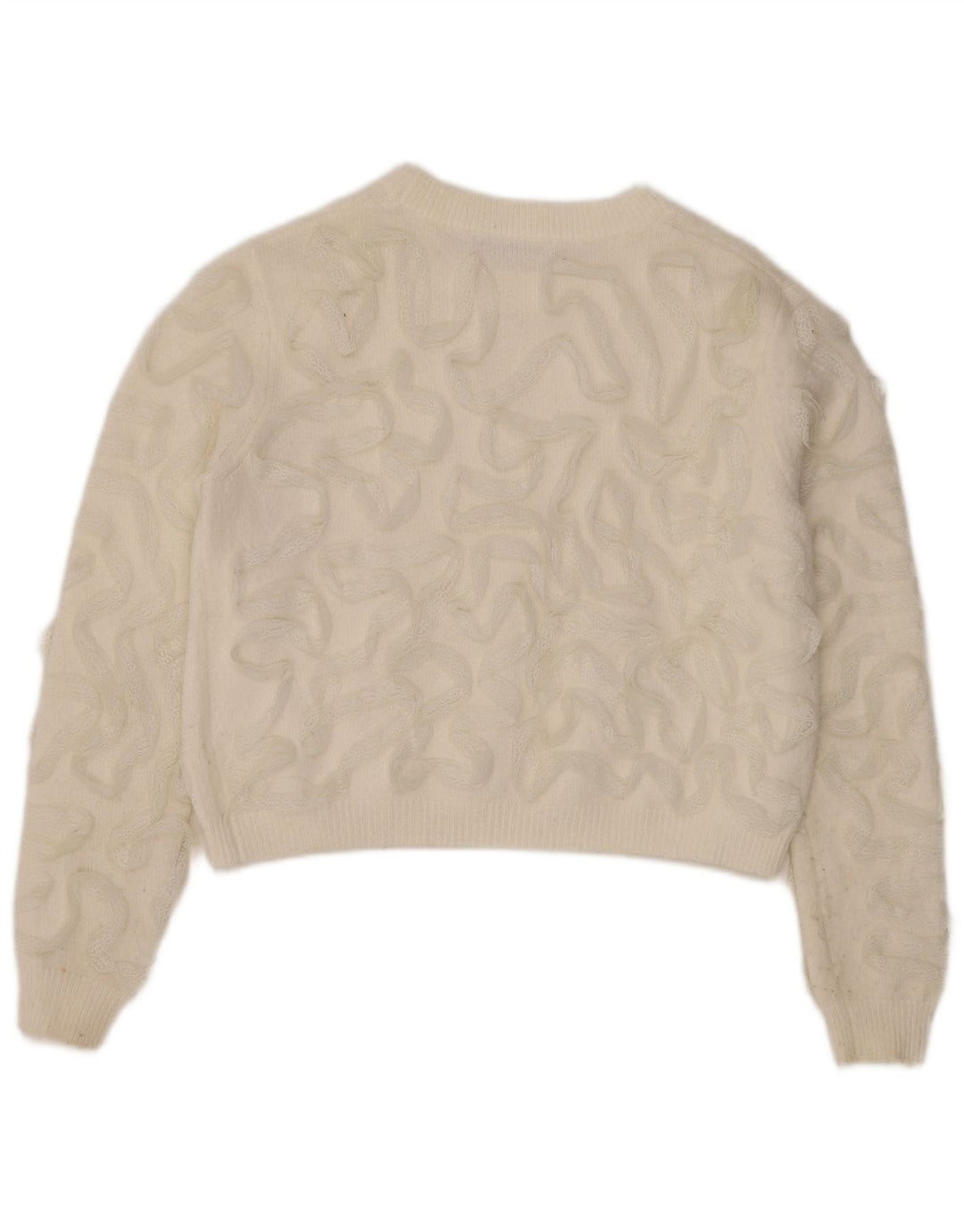 Pulover pentru femeie cu gât de barcă Zara UK 14 Medium White