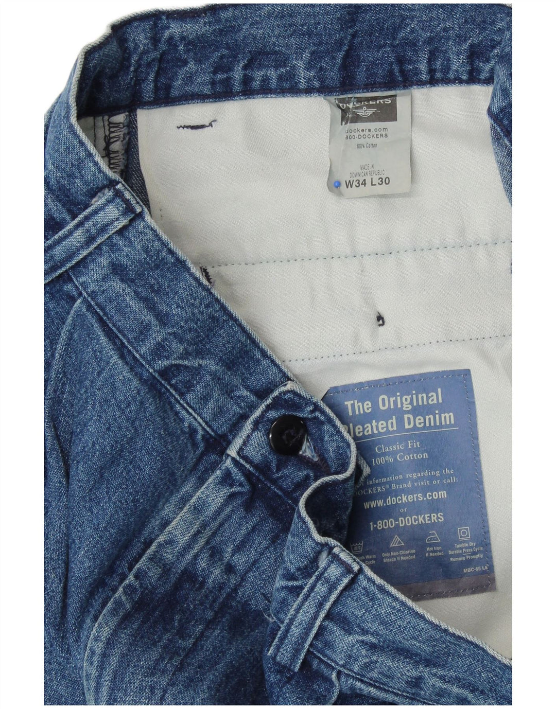 Blugi drepti Dockers pentru femei, cu ajustare clasică, L34 L30, bumbac albastru