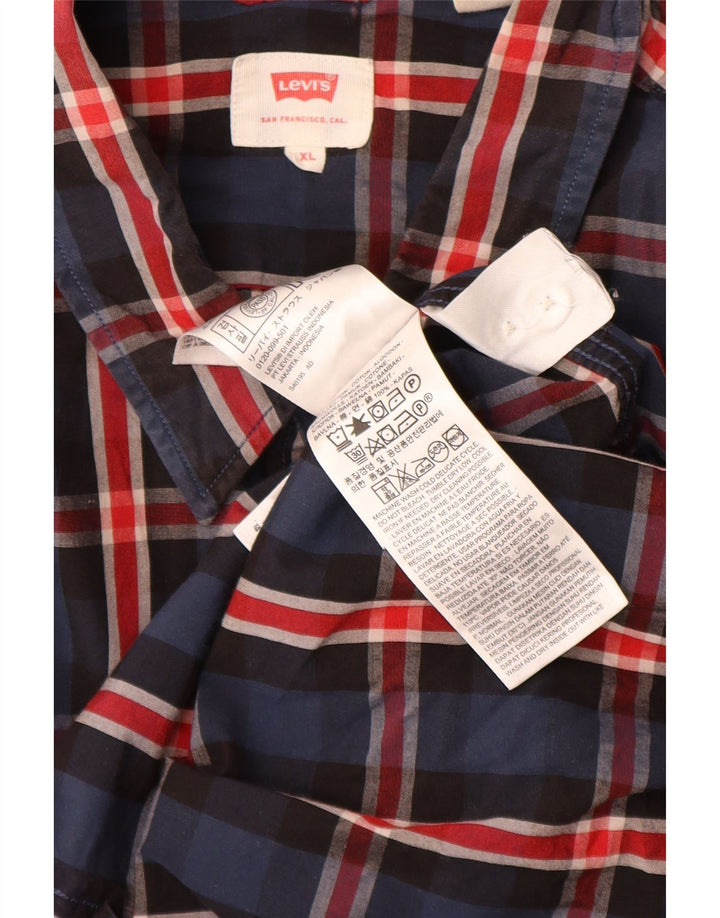 Cămașă pentru bărbați LEVI'S XL din bumbac cu carouri bleumarin