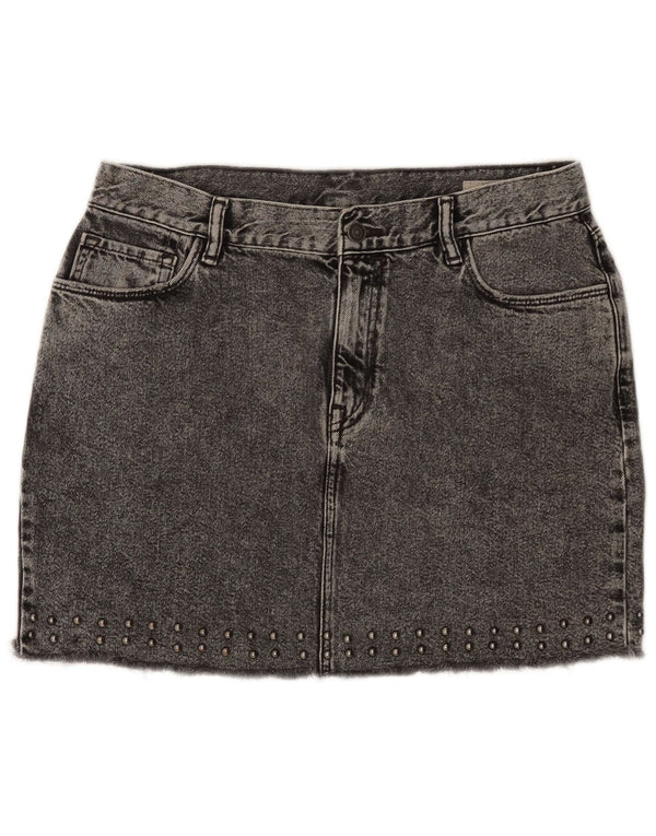 Fusta mini denim pentru femei All Saints UK 14 mare W32 bumbac gri