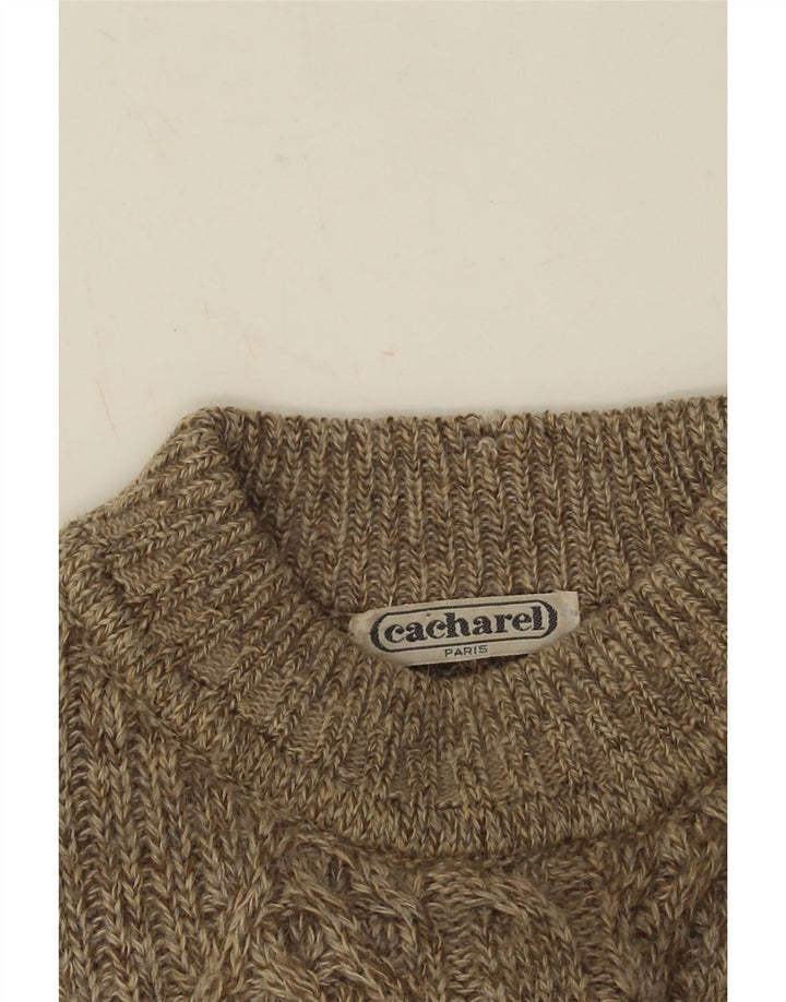 Pulover pentru bărbați Cacharel cu decolteu rotund, mare, bej, Fair Isle