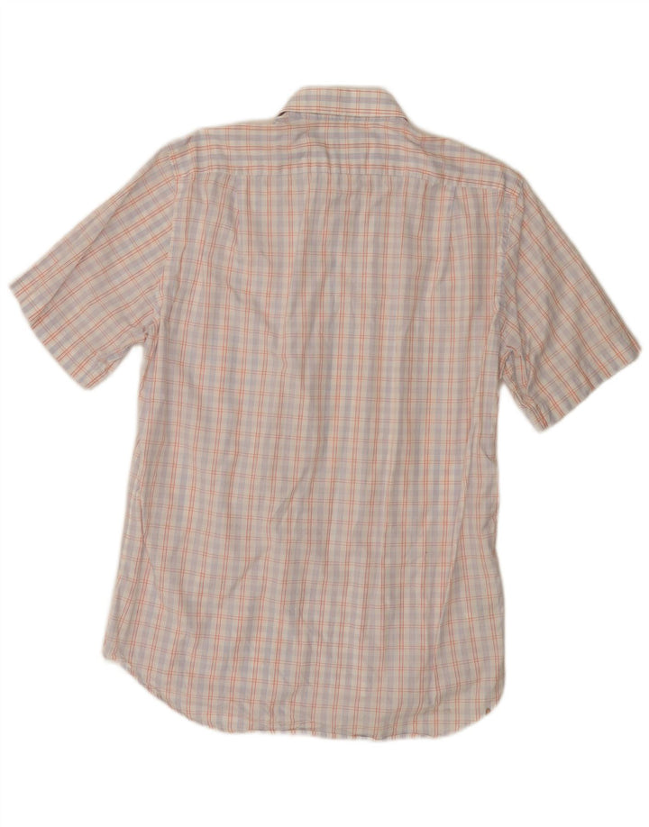 Cămașă cu mânecă scurtă pentru bărbați Hugo Boss Mărimea 39 15 1/2, bumbac cu carouri, alb, mediu