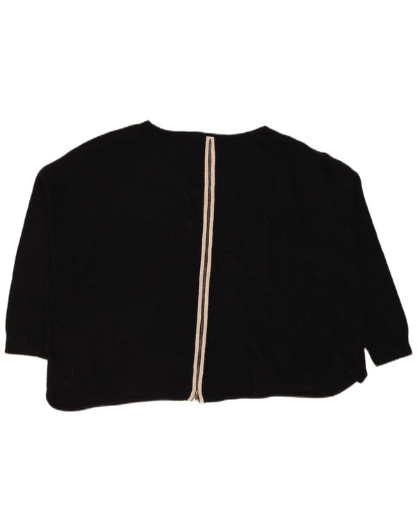 MINT VELVET Pulover cu decolteu cu barcă cu grafică pentru femei UK 16 Large Negru