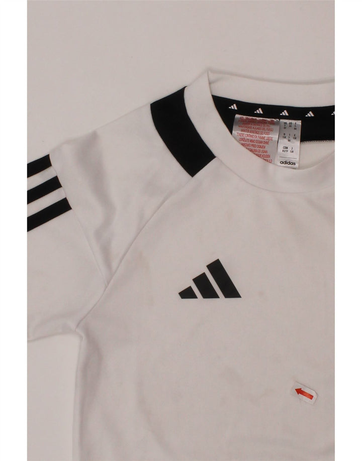 Tricou ADIDAS Aeroready pentru băieți, 7-8 ani, poliester alb color bloc