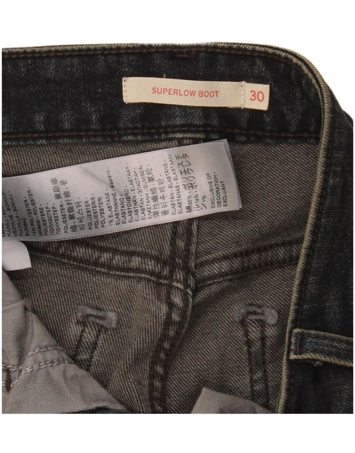 Blugi Levi's Super Low Bootcut W30 L34, bumbac negru